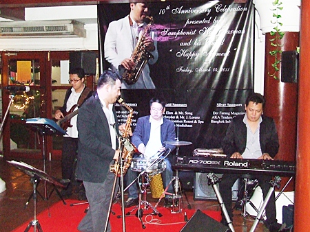 Koh Mr. Saxman and his band of renown perform for the 10th anniversary guests.